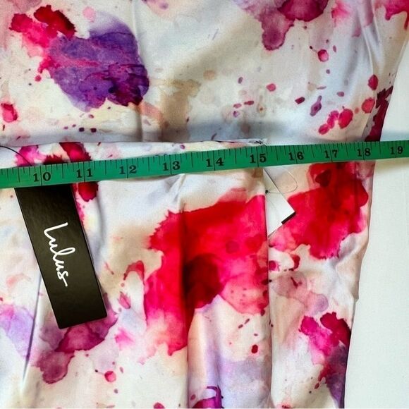 Lulus Satin Pink/Purple Splatter Skirt Size Large NWT - Picture 5 of 8